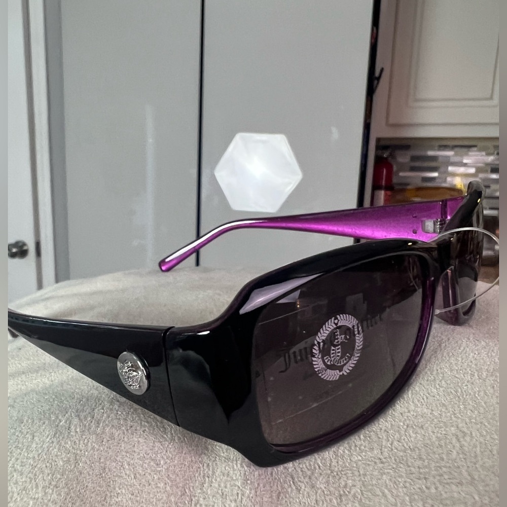 NWOT Juicy Couture Plum Purple & Black Crown Sunglasses - Picture 11 of 12